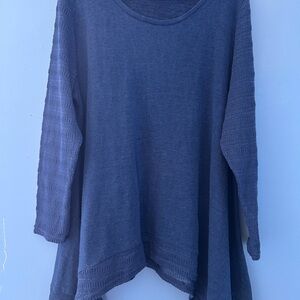 Blue Long Sleeve Knit Top